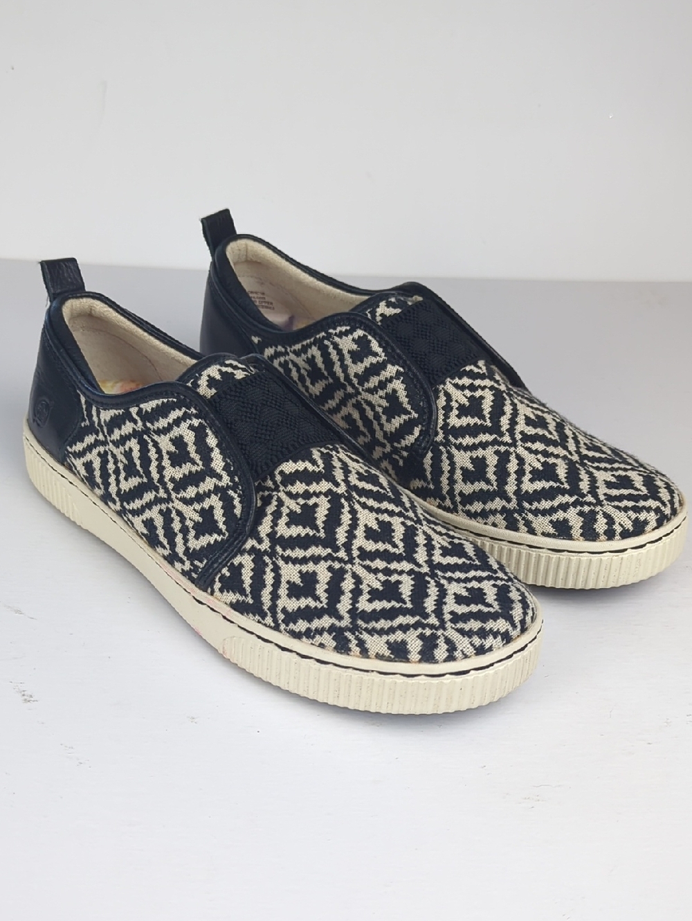 BORN Callisto Black & Cream Patterned Slip-On Sneakers